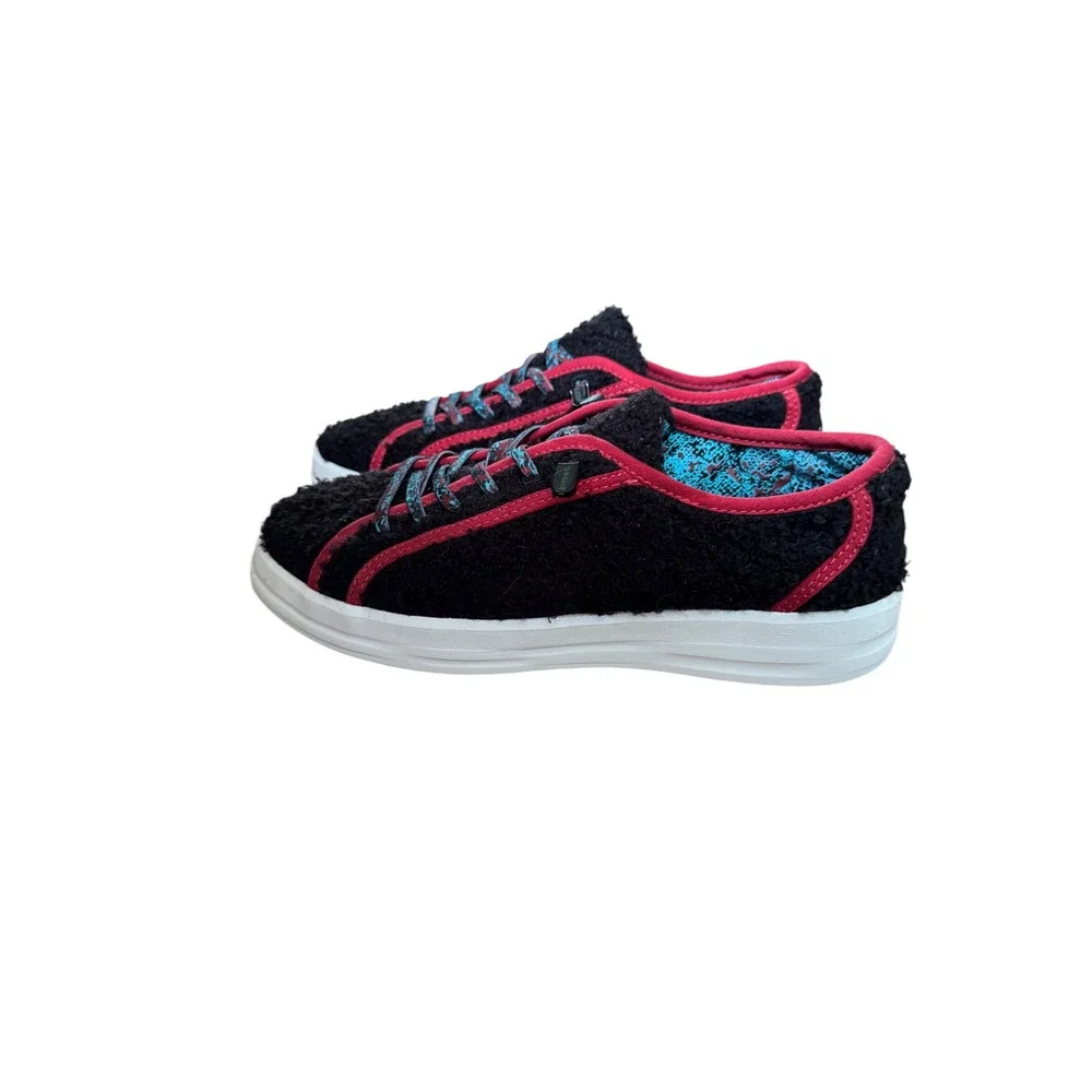 Hey Dude Karina Sherpa Moonless Sangria Black Red Slip On Sneakers Womens 7